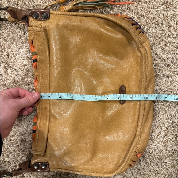 Women’s Frye Woven Leather Crossbody Messenger Multi-Color Western Tassel Bag - Picture 11 of 13